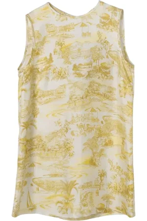 Max Mara Top, Dame, Flerfarvet, XL, Grå Silkekjole, Elegant og alsidig