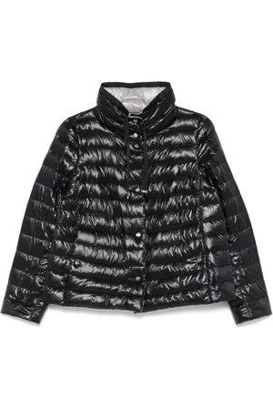 HERNO Jakke, Dame, Sort, M, Uld, Sort Glansfuld Dunjakke med Logo
