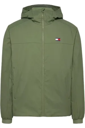 Tommy Hilfiger Jakke, Herre, Grøn, L, Grøn Hættetrøje - Patchet Logo