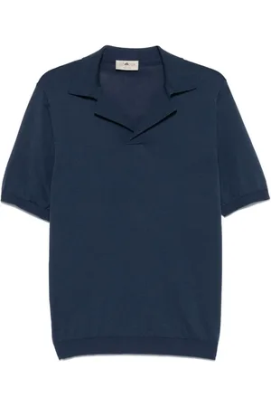 IRISH CRONE Top, Herre, Blå, M, Blå Notched Krave T-shirts og Polos