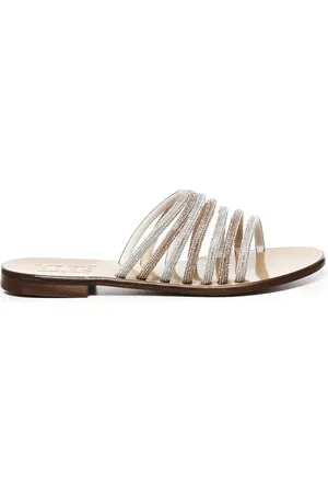 V°73 Sko, Dame, Hvid, 37 EU, Italienske Åbne Tå Sandaler Sølv Beige