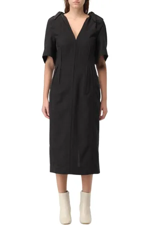 Bottega Veneta Kjole, Dame, Sort, 2XS, Uld, Ternede Uldblandings Midi Kjole