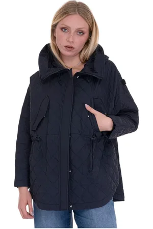 Peuterey Jakke, Dame, Blå, 2XS, Uld, Quiltet Parka Jakke med Snørelinning