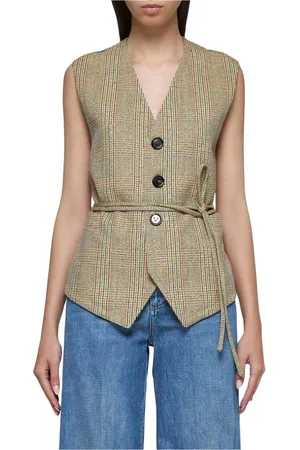 Bottega Veneta Jakke, Dame, , 3XS, Uld, Ærmeløs Vest med Bælte Talje