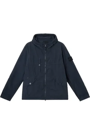 Stone Island Jakke, Herre, Blå, XL, Nylon, Børstet Nylon Hættetrøje Blå