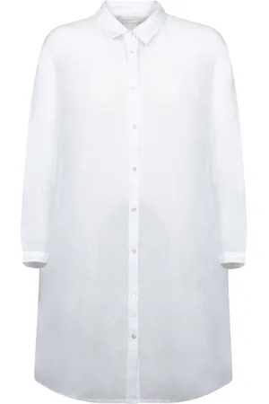 120% Lino Bluser & Skjorter, Dame, Hvid, S, Linned, Hvid Linned Oversize Skjorte