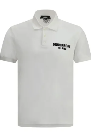 Dsquared2 Top, Herre, Hvid, 2XL, Bomuld, Klassisk Tennis Polo Skjorte med Monogram