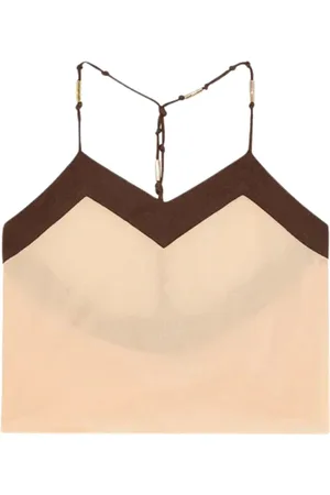 Patrizia Pepe Top, Dame, Lyserød, M, Crinckle Bicolore Beige Brun Top