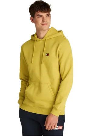 Tommy Hilfiger Sweathshirts & Hoodies, Herre, Gul, L, Bomuld, Gul Logo Hættetrøje Bomuldssweatshirt