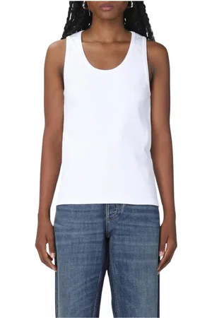 Bottega Veneta Top, Dame, Hvid, M, Bomuld, Ribbet Bomuld Tank Top