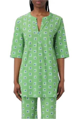 Maliparmi Bluser & Skjorter, Dame, Grøn, XS, Bomuld, Grøn Geometrisk Print Tunika Top