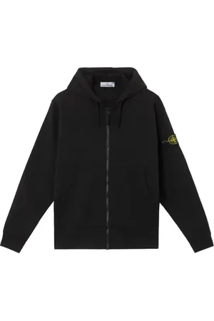 Stone Island Sweathshirts & Hoodies, Herre, Sort, S, Bomuld, bomuldsfleece hættetrøje med lynlås