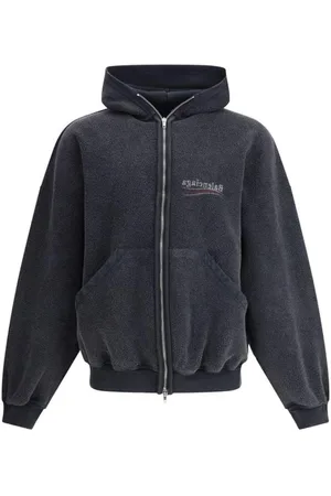 Balenciaga Sweathshirts & Hoodies, Herre, Sort, M, Bomuld, Omvendt Lynlås Hættetrøje med Lommer