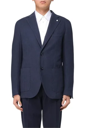 LUIGI BIANCHI MANTOVA Jakke, Herre, Blå, XL, Linned, Blåt Linnedblazer Moderne Stil