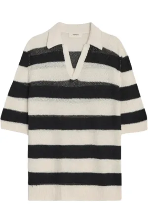 A PAPER KID Top, Herre, Flerfarvet, L, Bomuld, Stribet Linned Bomuld Strikket Polo