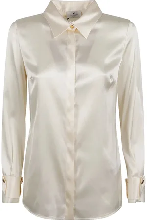 Elisabetta Franchi Bluser & Skjorter, Dame, , XL, Uld, Stilfuld Skjorte 193 Smør