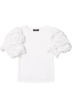 Twin-Set Top, Dame, Hvid, M, Organza, Organza T-shirt med voluminøse ærmer