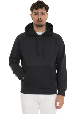 HUGO BOSS Sweathshirts & Hoodies, Herre, Blå, S, Bomuld, Ribbet hættetrøje med kængurulommer