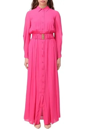 Pinko Kjole, Dame, Lyserød, 2XS, Uld, Elegant Plisseret Maxi Kjole