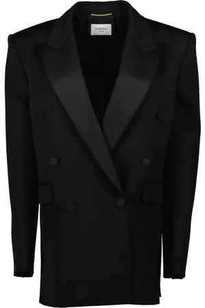 Saint Laurent Jakke, Dame, Sort, M, Uld, Oversized Uld Blazer