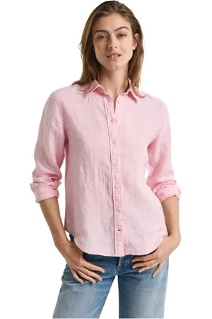 GANT Bluser & Skjorter, Dame, Lyserød, XL, Linned, Linnedskjorte - Geranium
