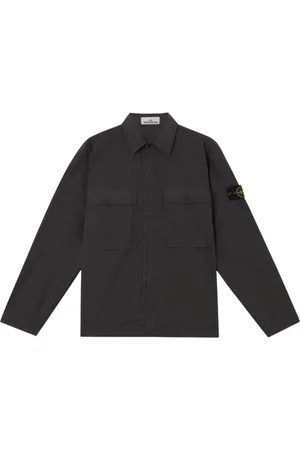 Stone Island Jakke, Herre, Sort, L, Bomuld, Sort Stretch Bomuld Overshirt Paracadute