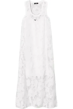 Twin-Set Kjole, Dame, Hvid, XS, Lang kjole med blomstermotiv