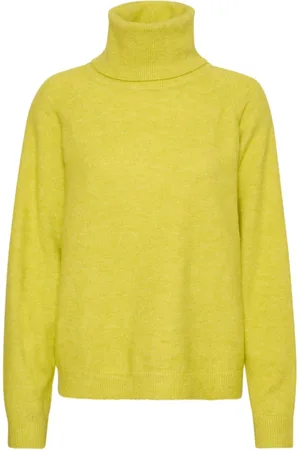 Saint Tropez Strik, Dame, Grøn, XL, Uld, Hyggelig Rollneck Pullover i Celery