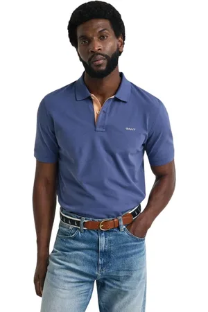 GANT Top, Herre, Blå, 3XL, Bomuld, Marineblå Piqué Polo med Kontrastdetaljer