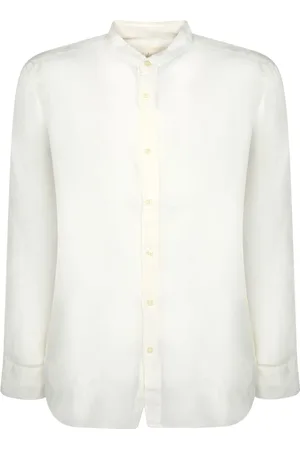 120% Lino Skjorte, Herre, Hvid, L, Linned, Mandarin Krave Linned Skjorte