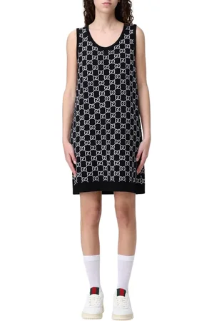 Gucci Kjole, Dame, Sort, XS, Logo Print Mini Kjole