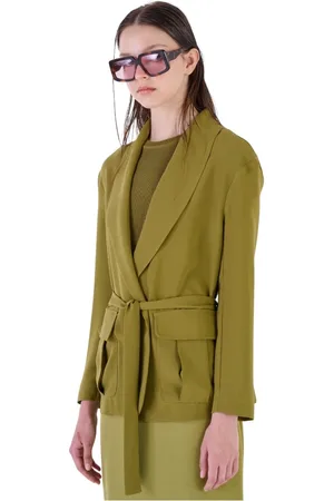 Silvian Heach Jakke, Dame, Grøn, L, Polyester, Blazer med bindebånd i taljen