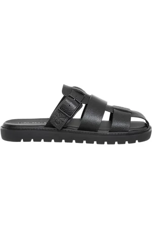 Calvin Klein Sko, Herre, Sort, 43 EU, Læder, Rem Tøffel Ensfarvet