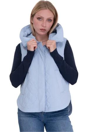 Peuterey Jakke, Dame, Blå, XS, Uld, Quiltet Gilet med Hætte og Lommer