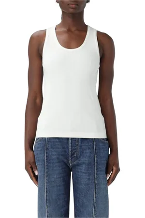 Bottega Veneta Top, Dame, Hvid, XS, Bomuld, Hvid Ribstrikket Tank Top