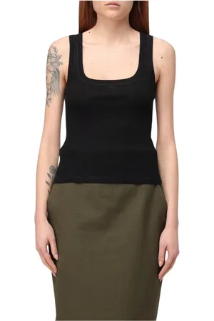Jacquemus Top, Dame, Sort, S, Bomuld, Hvid Ribstrikket Tank Top