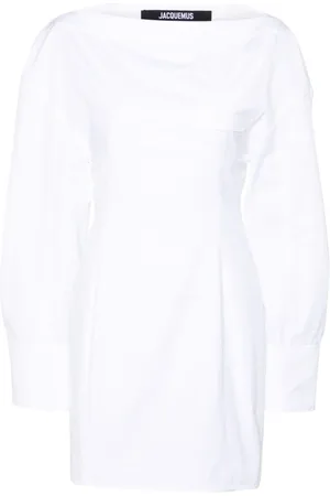 Jacquemus Kjole, Dame, Hvid, S, Bomuld, Hvid Off-Shoulder Kjole Letvægtsbomuld