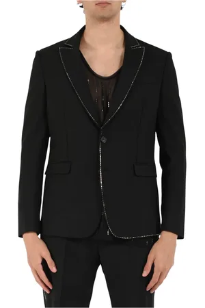 Patrizia Pepe Jakke, Herre, Sort, XL, Polyester, Enkeltknapjakke med applikationer