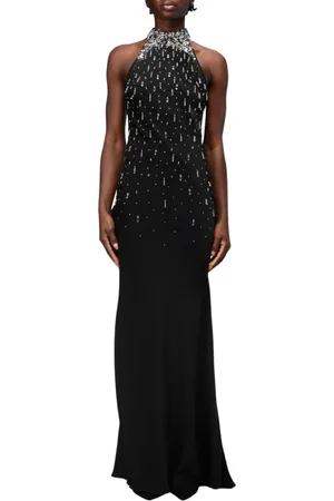 AMEN Kjole, Dame, Sort, 2XL, Sort Halterneck Maxi Kjole