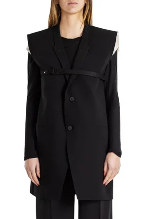 Rick Owens Jakke, Dame, Sort, M, Uld, Struktureret uldvest
