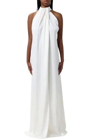 Stella McCartney Kjole, Dame, Hvid, XS, Elegant Gul Fløde Halter Maxi Kjole