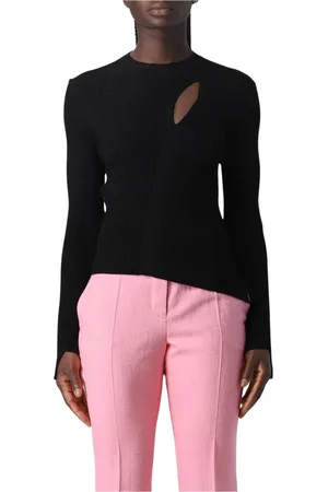 VERSACE Strik, Dame, Sort, M, Sort Ribstrikket Sweater