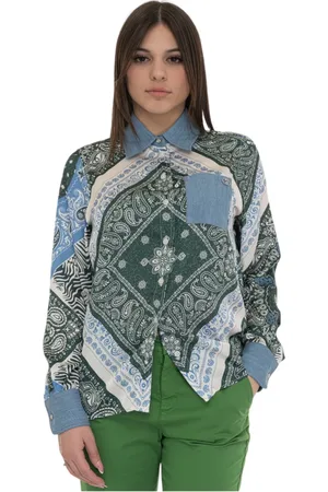 Liu Jo Bluser & Skjorter, Dame, Flerfarvet, M, Polyester, Flag Print Button-Up Blouse