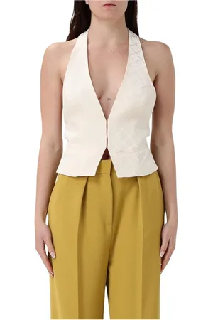 Elisabetta Franchi Jakke, Dame, Gul, L, Målrettet pasform vest med premium detaljer