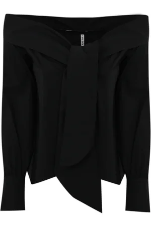 LIVIANA CONTI Bluser & Skjorter, Dame, Sort, M, Bomuld, Cotton Bow Shirt
