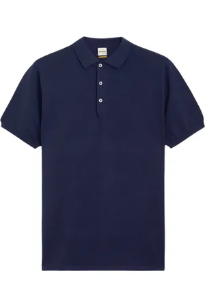 Aspesi Top, Herre, Blå, 2XL, Bomuld, Bomuldspolo med perlemorknapper