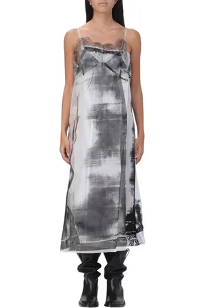 Maison Margiela Kjole, Dame, Flerfarvet, 2XS, Abstrakt Print Midi Kjole