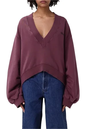 The Attico Strik, Dame, Lilla, S, Uld, V-hals Sweatshirt i Violet
