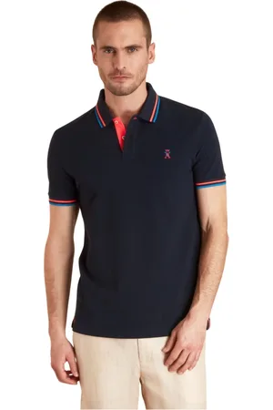 Vicomte A. Top, Herre, Blå, L, Tilpasset kortærmet polo