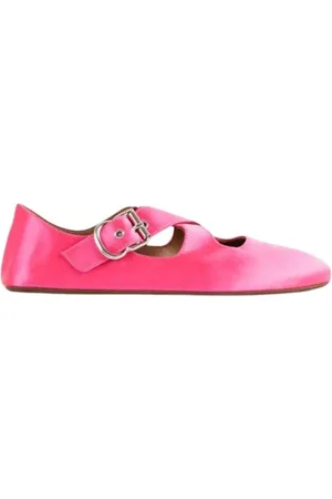 Alaïa Sko, Dame, Lyserød, 37 EU, Satin, Lyserød Satin Criss Cross Ballerina